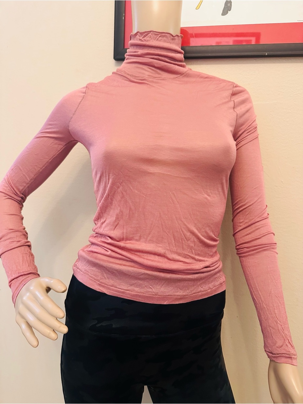 Women's Dusty Rose Long-Sleeve Turtleneck Top